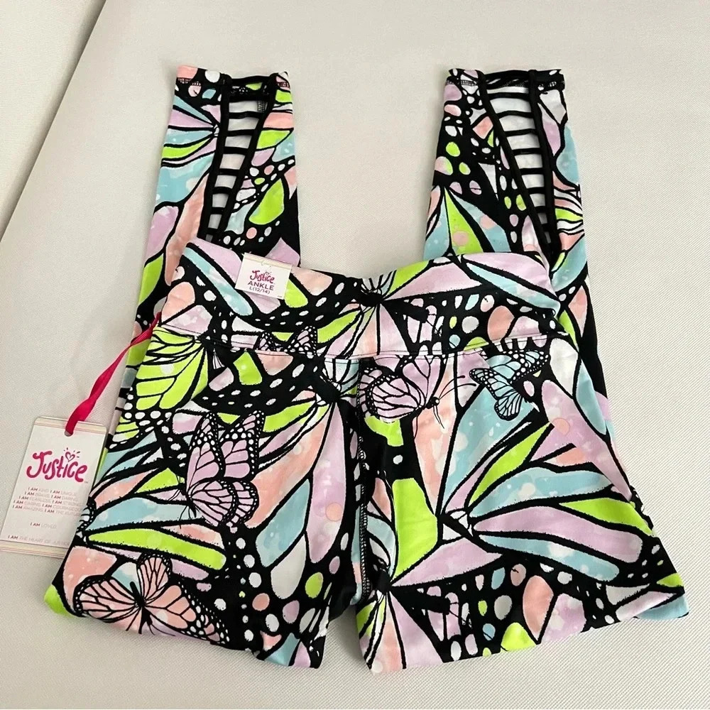 Justice Ankle Girls Butterfly Print Collection Legging Multicolored High Rise - Picture 2 of 13